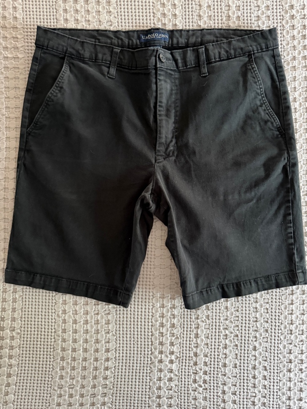 Men's Black Flat Front Chino Shorts